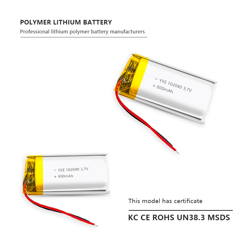 3.7 V Li-ion Battery 102040-800mah