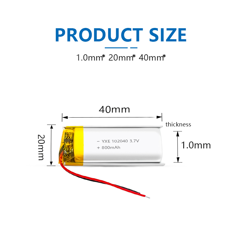 3.7 V Li-ion Battery 102040-800mah