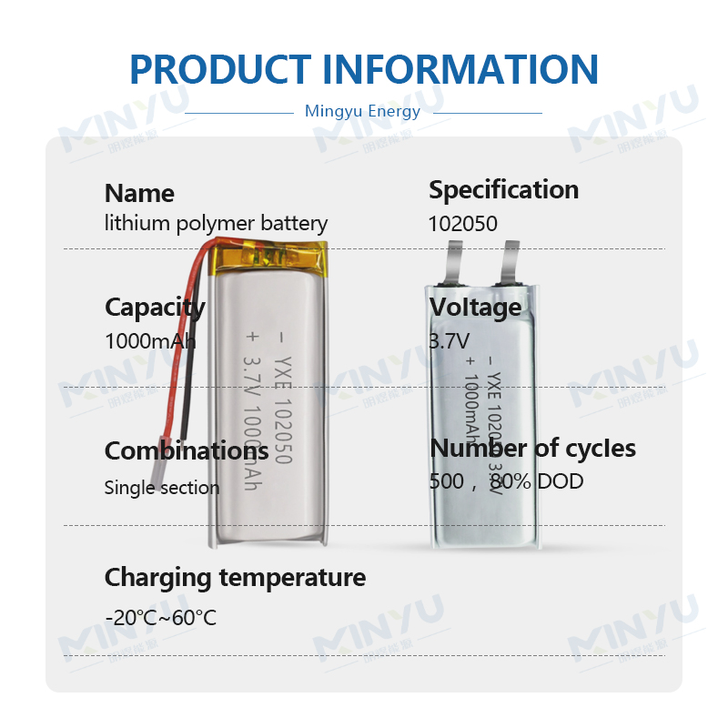 3.7 V 锂离子电池 101635-500mah