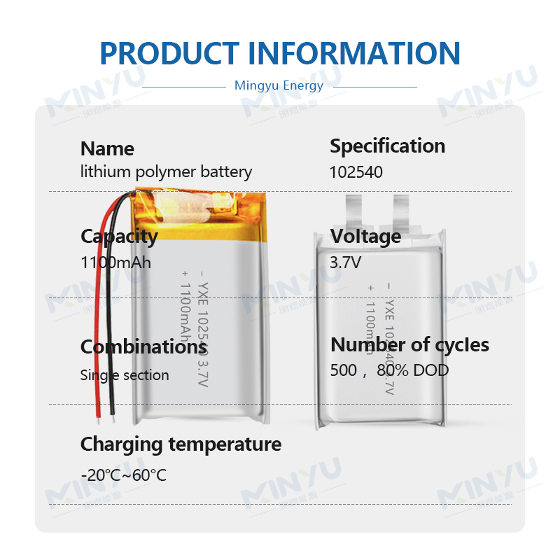 3.7 V 锂离子电池 101635-500mah