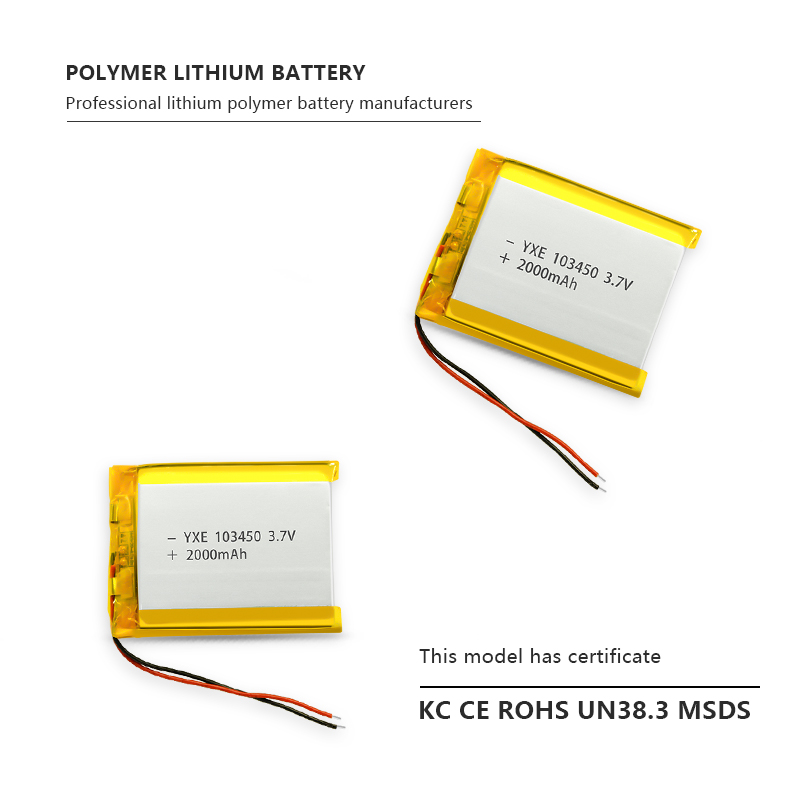 3.7 V Li-ion Battery 103450-2000mah