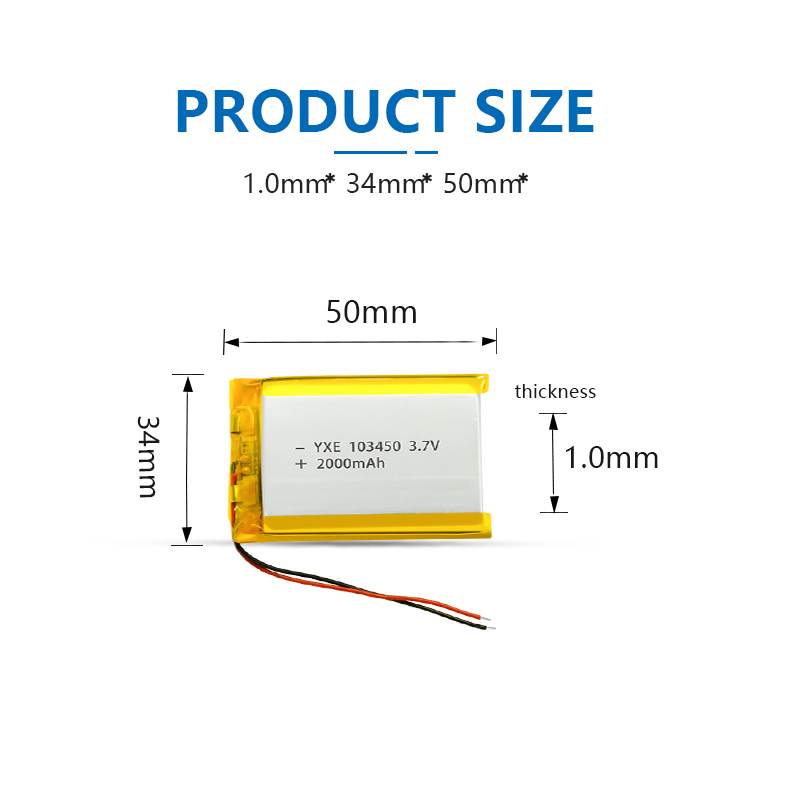 3.7 V Li-ion Battery 103450-2000mah