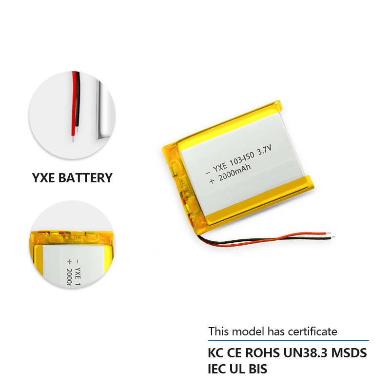 3.7 V Li-ion Battery 103450-2000mah